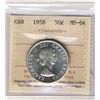 Image 1 : 1958 50¢ Dot ICCS MS64.