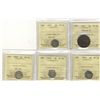 Image 1 : 1859 1¢ Nar 9, 1917 5¢, 1919(2) & 1920 all ICCS VF30.  Lot of 5 coins.