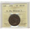 Image 1 : 1891 1¢ LL SD Obv 3 ICCS AU50.