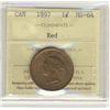 Image 1 : 1897 1¢ ICCS MS64RD.  Nice tones 80% red.