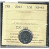 Image 1 : 2012 10¢ ICCS MS65.