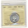 Image 1 : 1955 25¢ ICCS MS65.  Full white.