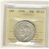Image 1 : 1938 50¢ ICCS MS63.  A popular date, brilliant white.