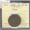 Image 1 : Nfld 1920C 1¢  ICCS MS-60BN.