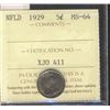 Image 1 : Nfld 1929 5¢  ICCS  MS-64.