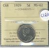 Image 1 : 1929 5¢ ICCS  MS-62.