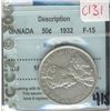 Image 1 : 1932 50¢ KEY DATE  CCCS F-15 Rim Bump.
