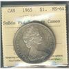 1965 $1 SmBds Ptd 5;Heavy Cameo   MS-64 NICE COIN HIGH GRADE.