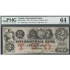 Image 1 : The International Bank of Canada 1858 $2 #16665 CH-380-10-10-12a PMG CH UNC64. Tied for Finest examp