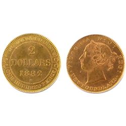 Nfld 1882 $2 Gold PCGS MS63. A choice mintstae example.