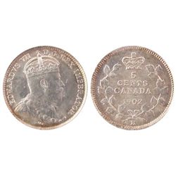 1902H 5¢ Lg H ICCS MS66.  Top 2 example. Full lustre with haze of gold.  A superior example.  Rare t
