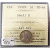 Image 1 : 1902H 5¢ Sml H ICCS MS64.  Shades of autumn and nice lustre.