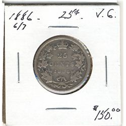 1886 25¢ 6/7 VG. (PBA)  Scarce variety and underrated.