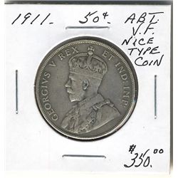 1911 50¢ abt VF. (PBA)