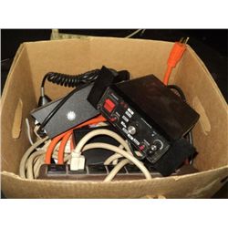 Box of Misc Radios and Power Cords