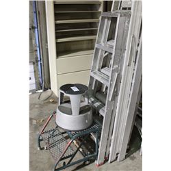 SHOP STOOL, SHOP STEP & SMALL ALUMINUM LADDER