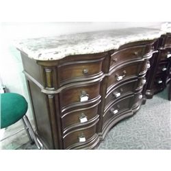 MARBLE TOP 12 DRAWER WALNUT DRESSER