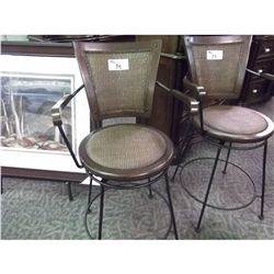 METAL FRAMED WALNUT SWIVEL BAR STOOL