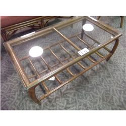 YELLOW STONE GLASS TOP COFFEE & END TABLE SET