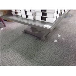 GREY SQUARE SINGLE PEDESTAL DINING TABLE