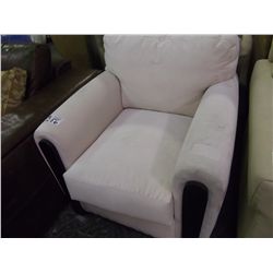 BEIGE MICROFIBRE ARM CHAIR