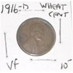 1916-D LINCOLN WHEAT CENT RED BOOK VALUE IS $10.00 *RARE EARLY PENNY VERY FINE GRADE*!!