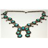 Image 1 : Squash Blossom Necklace with Turquoise Stones, AZ - ,