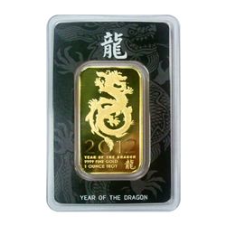 Gold Bars: 2012 Gold Dragon One Ounce Gold Bar