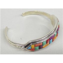 Navajo Sterling stone to stone  Inlay Bracelet - TK