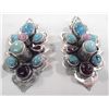 Image 1 : Navajo Sterling Multi-Stone Clip-on Sterling Earrings