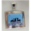 Image 1 : Navajo Stone to Stone Inlay Pueblo Scene Pendant