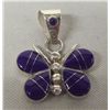 Image 1 : Zuni Sterling Channel Inlay Lapis Butterfly Pendant