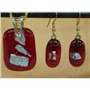 Image 1 : Dichroic Red & Blue Glass Pendant and Earring Set