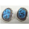 Image 1 : Navajo Sterling Turquoise Nugget Earrings -  Begay