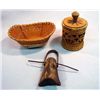 Image 1 : Carved Birch Wood and Bark Containers, Bowl