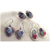 Image 1 : Three Pair Native American Inlay Gemstone Earrings