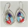 Image 2 : Three Pair Native American Inlay Gemstone Earrings