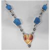 Image 1 : Turquoise & Shell Nugget Sterling Necklace
