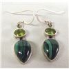 Image 1 : Pair of Malachite and Peridot Pierced Earrings