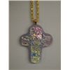 Image 1 : Multi-color Dichroic Glass Cross Necklace
