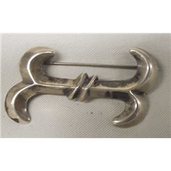 Navajo Sand Cast Silver Pin in Traditional Style