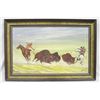 Image 1 : Framed Oil of Buffalo Hunt - Cree Artist H Beaudry