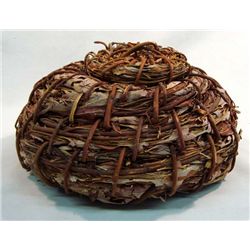 African Twig & Leaf Lidded Basket