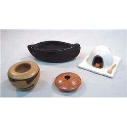 Four Miniature Native American Clay Collectibles