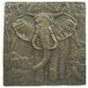 Image 1 : Original Bronze Elephant Relief on Wood - Tom Knap