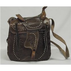 1960's Mexican Leather Saddle Shaped Purse