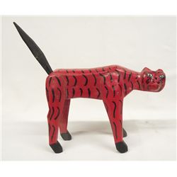 Guatemalan Nahual Carved Wooden Cat with Man Face