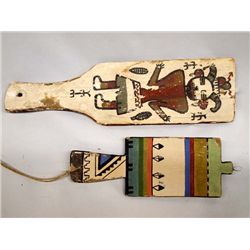 1900s Hopi Hand Pained Painted Dance Paddles