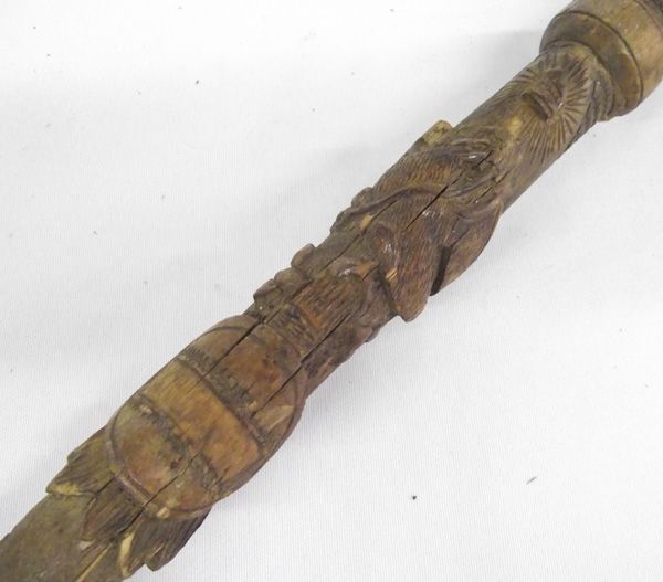 Vintage Mexican Hand Carved Wooden Walking Cane