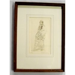 Framed Native American Woman Engraving-McLaughlin